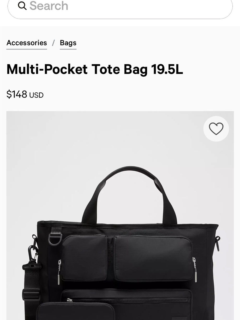 lululemon athletica Men’s Black Utility Tote with Front Pouches - Picture 4 of 10